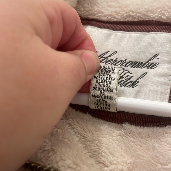 Abercrombie and Fitch cream sherpa long sleeves cotton jacket comfy large - Picture 4 of 11